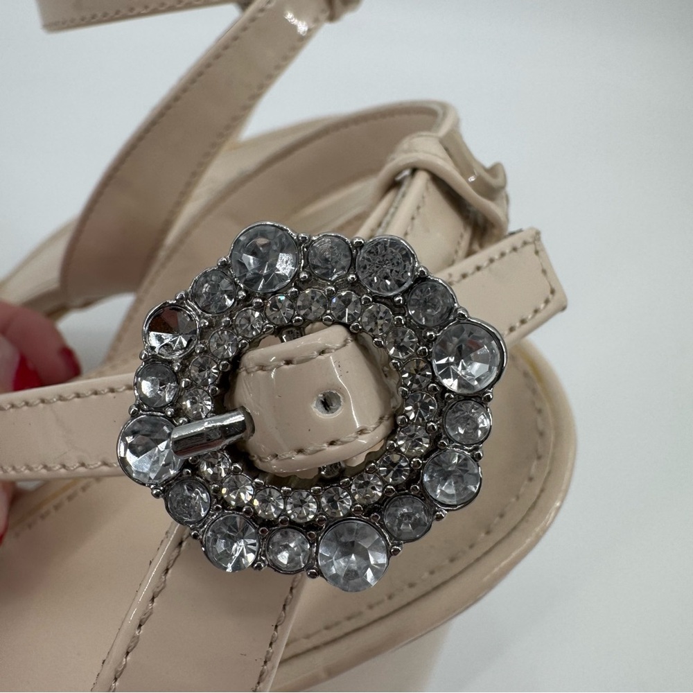 Circus by Sam Edelman Nude Patent Block Heel Sandals with Rhinestone Buckle - Picture 5 of 10
